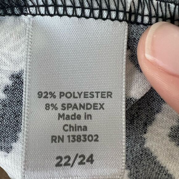 Avenue Black/White Cap Sleeve Printed V-Neck Shift Dress Size 22/24 - Picture 7 of 8